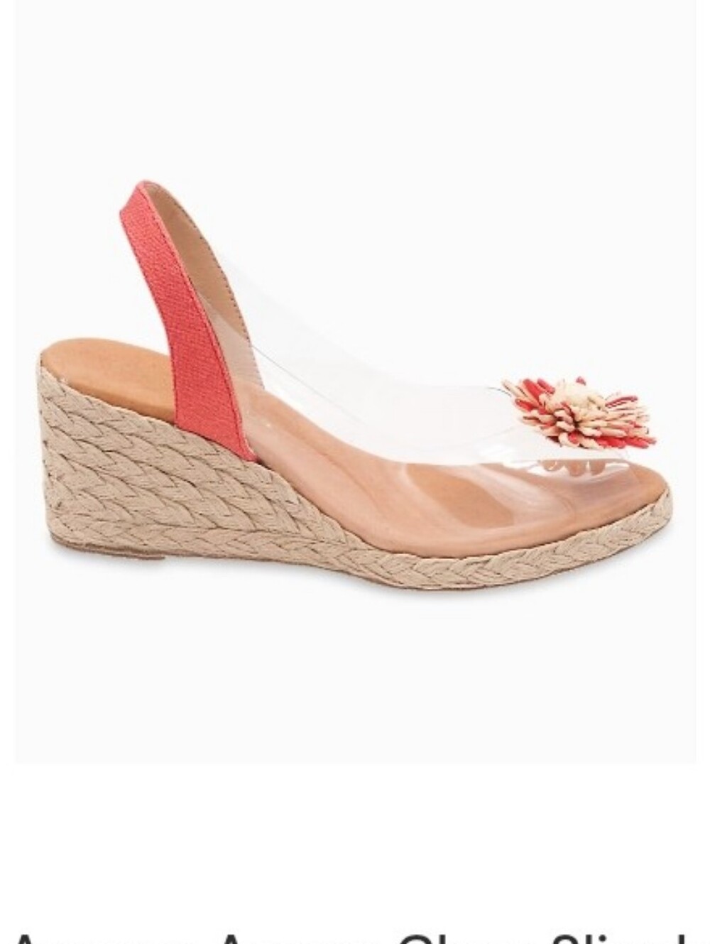 Andre Assous Aspen Clear Slingback Espadrille Wedges w Floral Accent Size 41 NWT